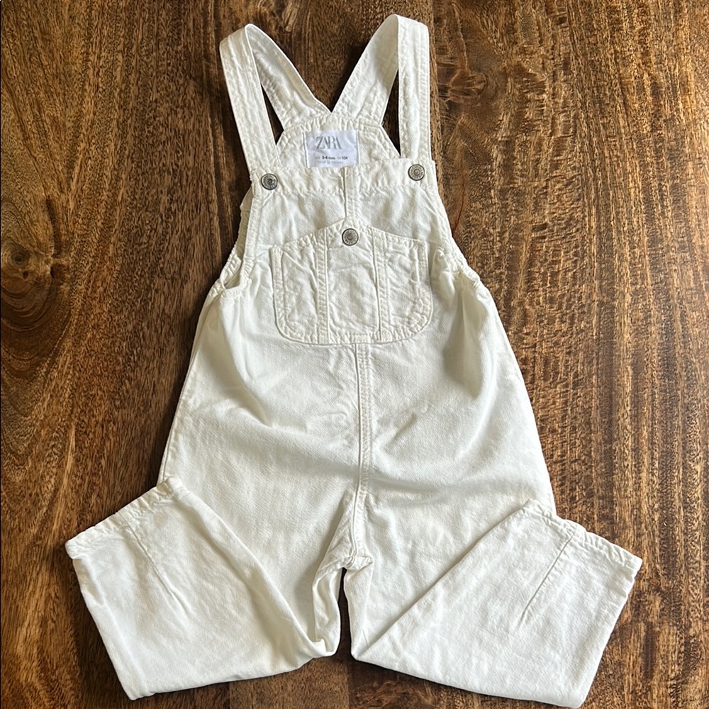 Zara Chic White Denim Overalls
